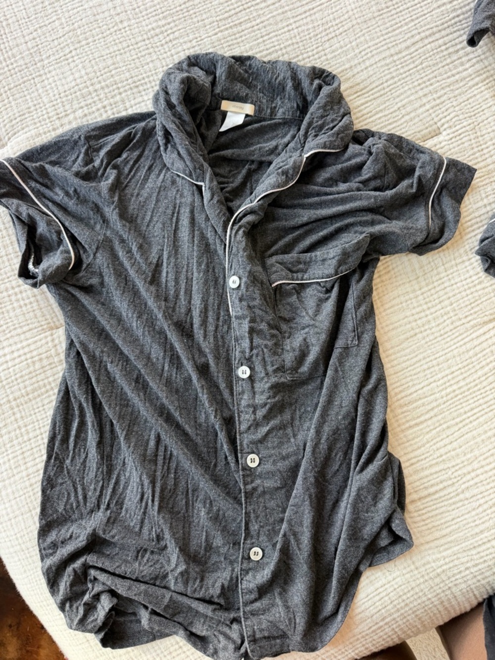 Eberjey Charcoal Gray Pajama Short Set with both long and short sleeve top extra